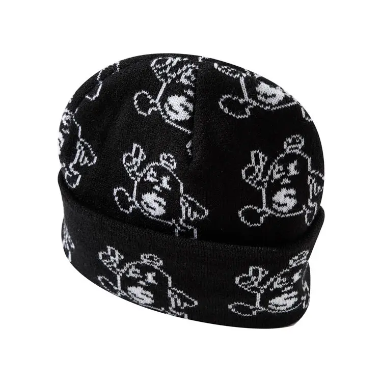 Wholesale Unisex Adult Custom Jacquard Logo Beanie Knit Winter Hat Beanie