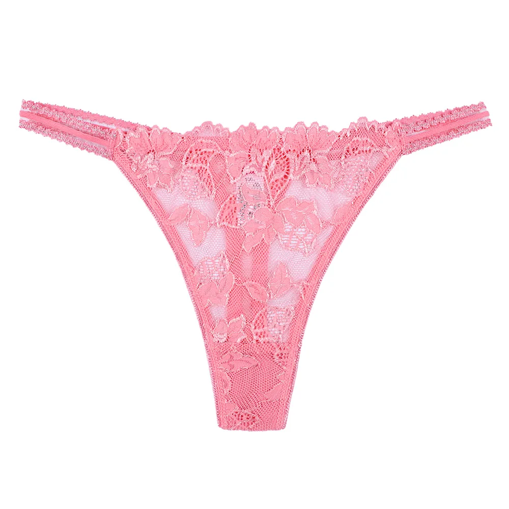 Mixed Solid colors pink lace mature ladies sexy see through thongs nylon lace transparent thongs UOKIN A4843