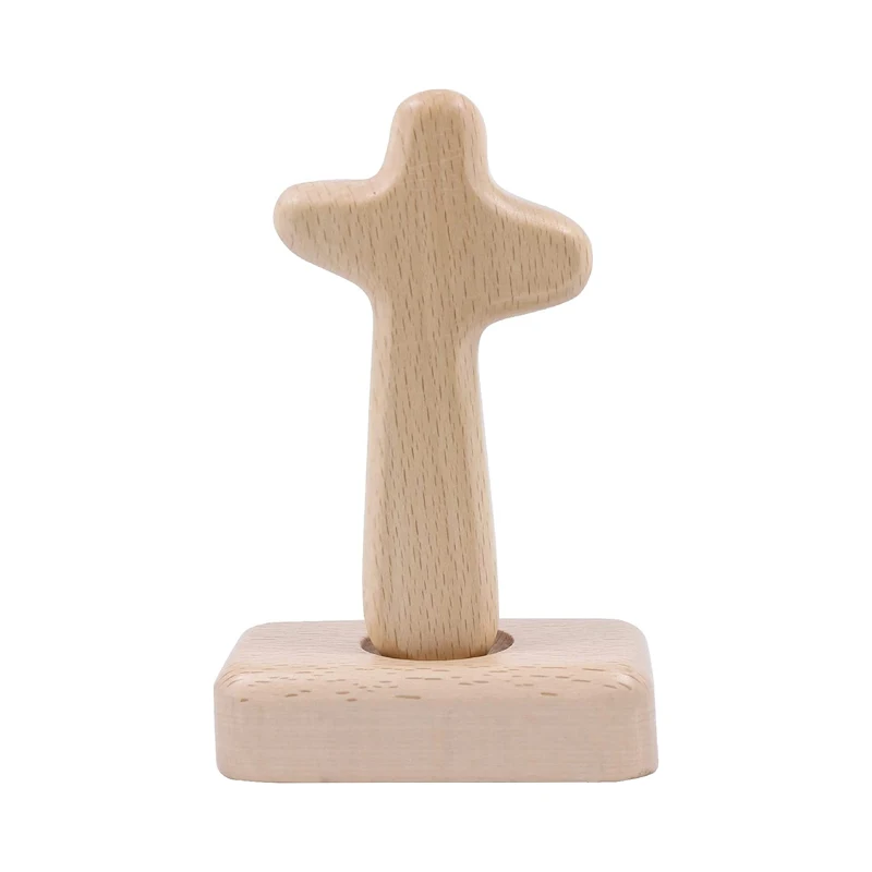 Wooden Magnetic Cross Holding Cross with Base Standing Cross for Home Weddings Meditation