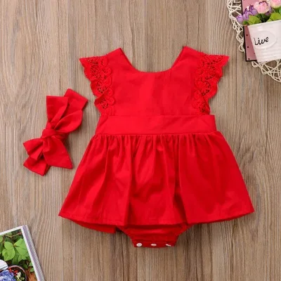 Wholesale summer sleeveless infant kids children newborn toddlers baby girl lace bodysuits romper clothes