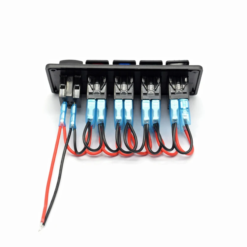 Dc 12V 24V Waterproof  5 Pin  Push Button 5 Gang On Off  Car Marine Boat Rocker Switch and 4.2 A USB Charger  Panel Kit