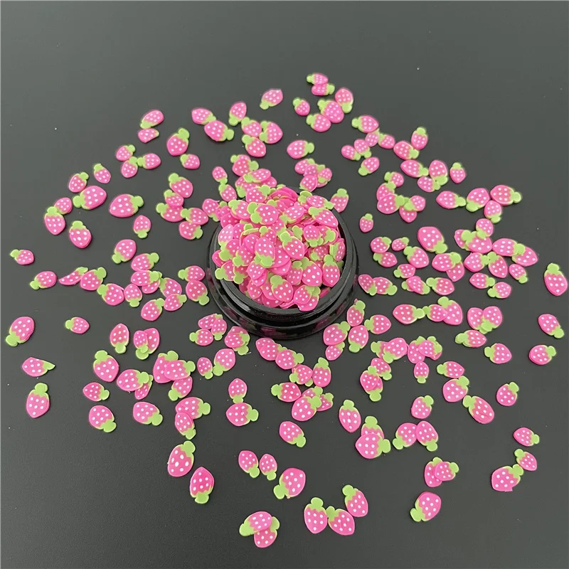 
3D Colorful Tiny Slices Sticker Polymer Clay DIY Nail Art Decors Women Strawberry Fruit Slice Nail Art 