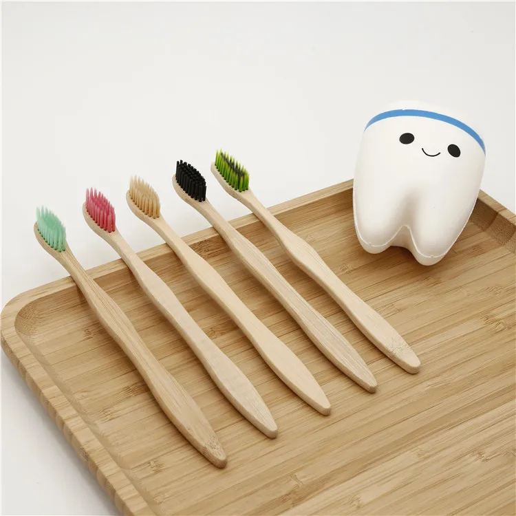 Natural bamboo toothbrush with bamboo wooden case 100% biodegradable charcoal tooth brush for kids and adults BPA free