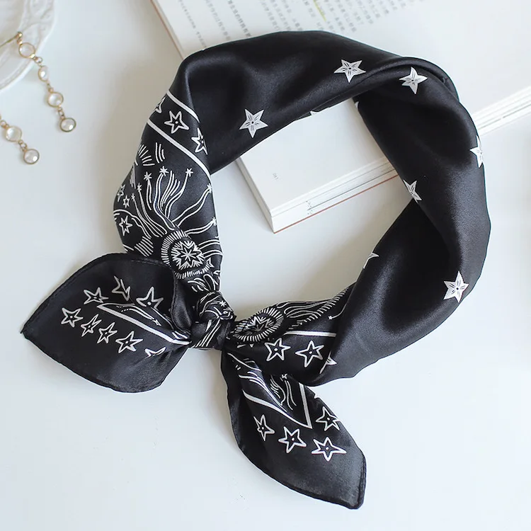 Exquisite Hot-Selling Printed 53x53cm Square Pure Silk Scarf For Office Business Ladies, Multipurpose Silk Scarves Factory