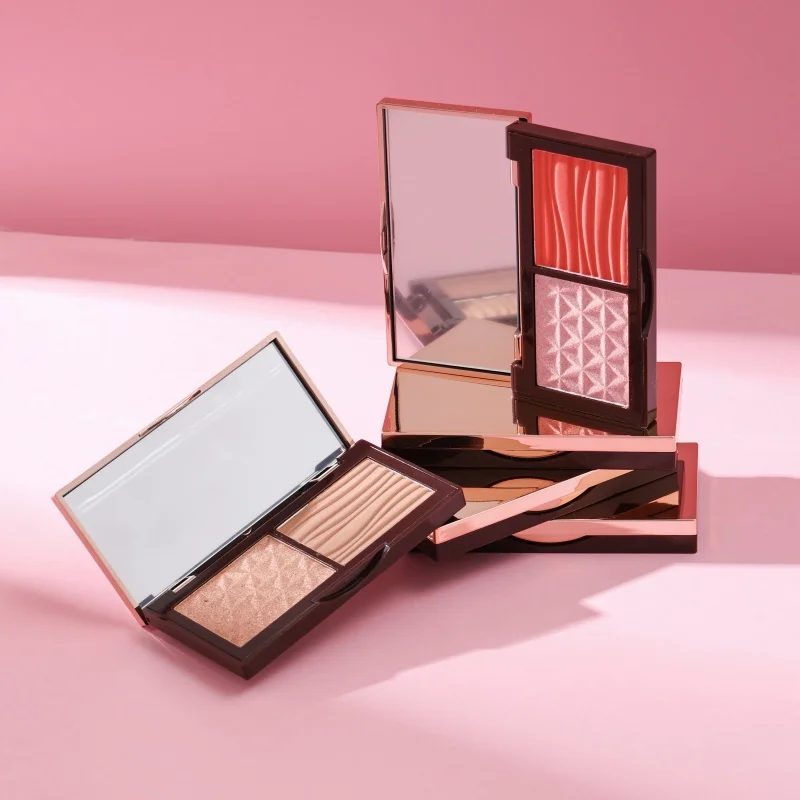 Discover 5-Hue Highlight & Contour Disc, Combining Highlighting Powder & Pearl Blush, 2-in-1 Design for Effortless Beauty