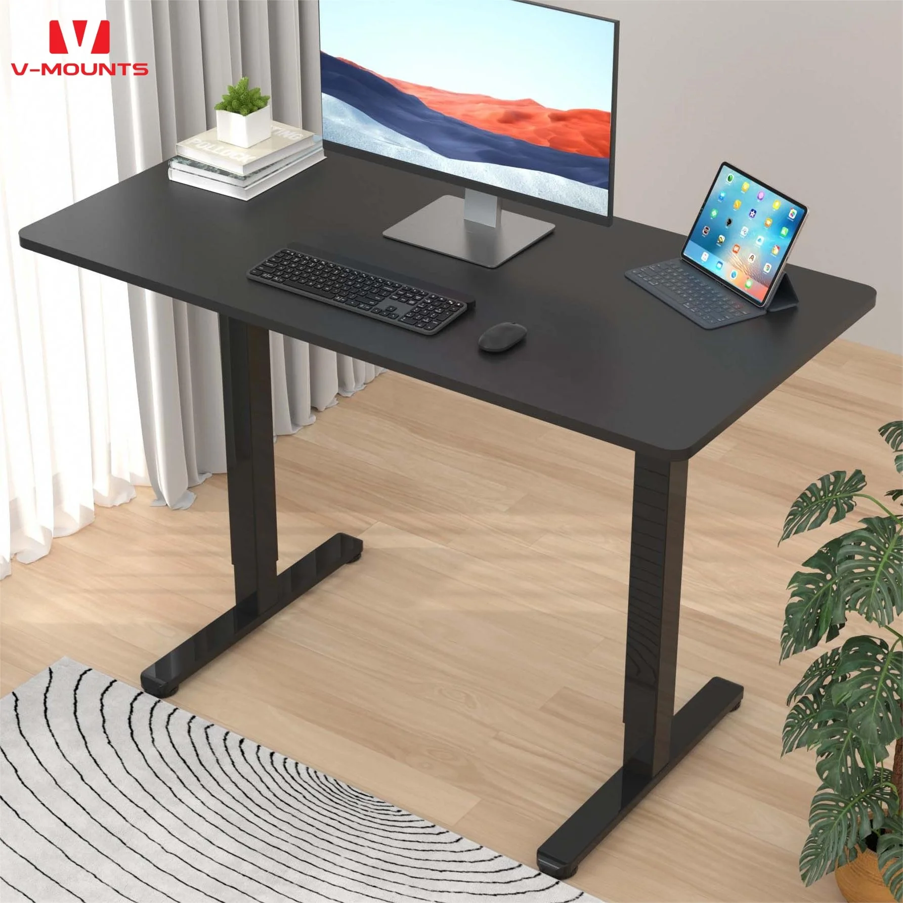 V-mounts office executive desk adjustable height electric table with Flip-up adjustable angle desktop JSD5-01-PF