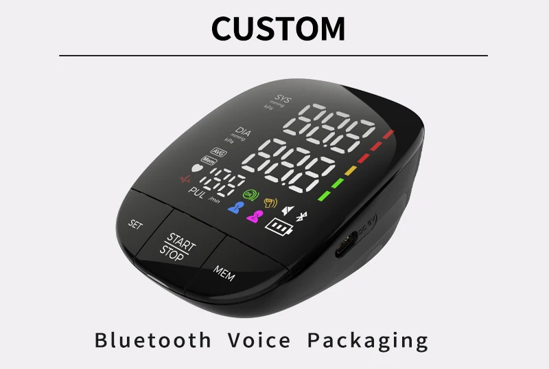 Factory Price Full Black Panel LED Big Screen Electronic Sphygmomanometer Upper Arm Automatic Blood Pressure Monitor Digital