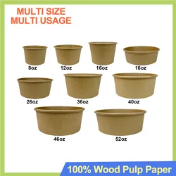 YBY Custom Logo Printed Pla Line Biodegradable Paper Bowl Container Salad Kraft Paper Soup Bowl With Lid