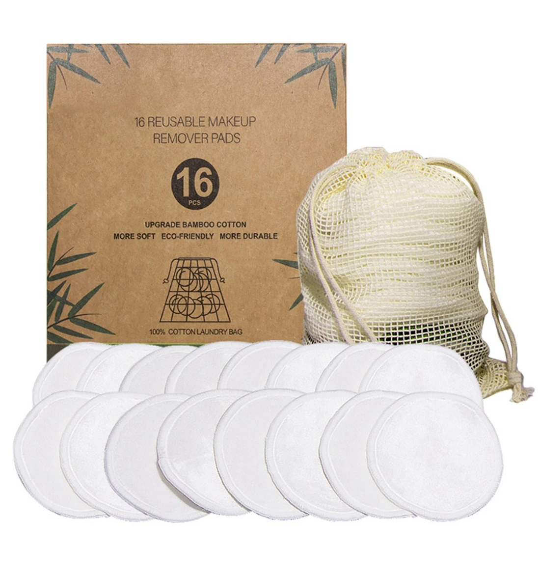 Private label face eye cleaner pad washable cleaning cloth pads reusable microfibre cotton bamboo makeup remover pad set