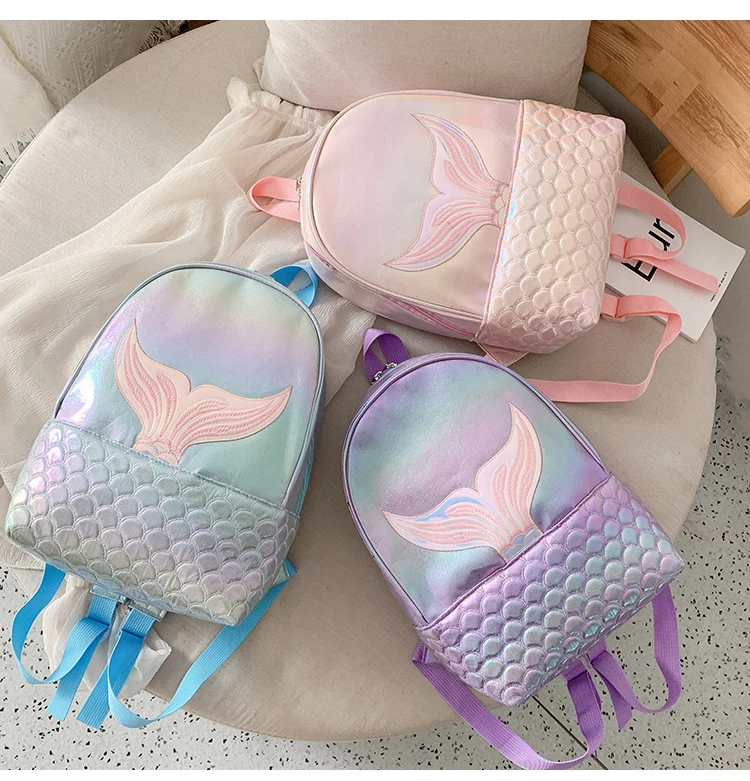 Holographic Laser School Backpack Bag Candy Color Cartoon Gradients Laser Colorful Bag Mini Backpack For Kids