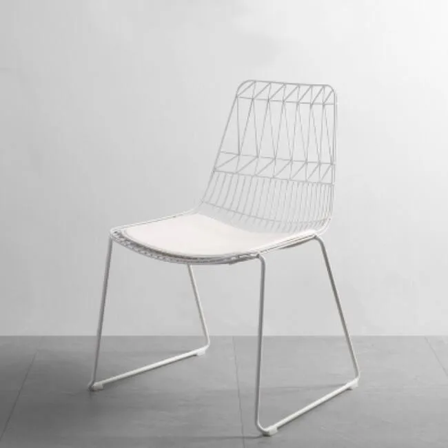 modern factory rose gold iron mesh frame white  wedding  luci outdoor metal wire chair