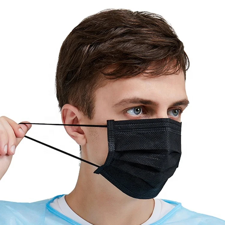 High quality CE certified customized adult mask  3 ply layers fabric black  disposable comfortable  protective medical mask
