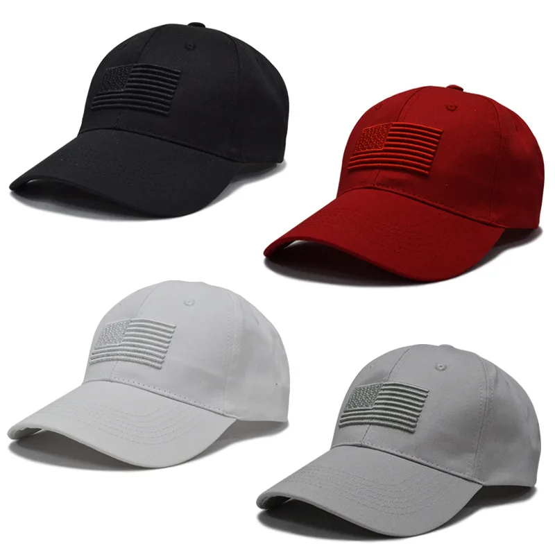 American Flag HIGH Embroidered Washed Cotton Baseball HATS
