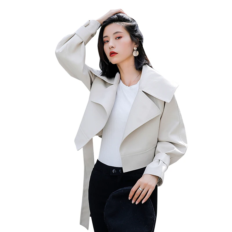 Женское однотонное пальто ONEINALL, с отложным воротником и длинным рукавом, на шнуровке, с бантом, уличная одежда, 2021