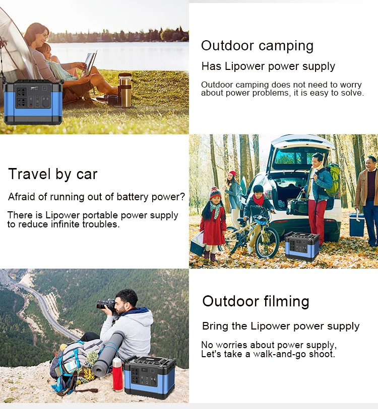 Home Outdoor Camping Power Bank Pack 1000w 1500w 2000w Rechargeable 1kw Solar Generator Portable Power Station
