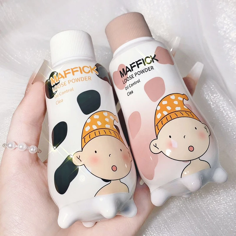 MAFFICK Cow Bottle Translucent Makeup Finishing Oil Control Long Lasting Exquisite Cosmetics Setting Face Powder Foundation