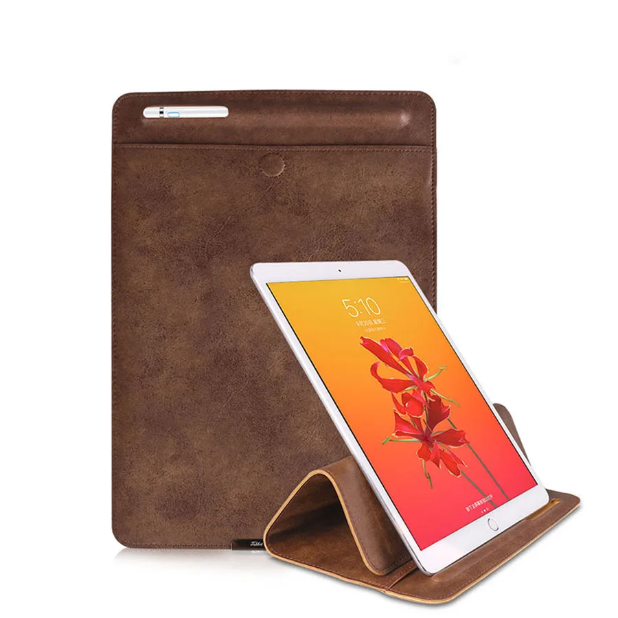 
For Ipad Universal Sleeve With Pencil Holder Trifold Stand Pu Pouch Case For Air 4 3 2 Ipad 4 5 6 7 8 / mini 2 3 4 5 / pro 11