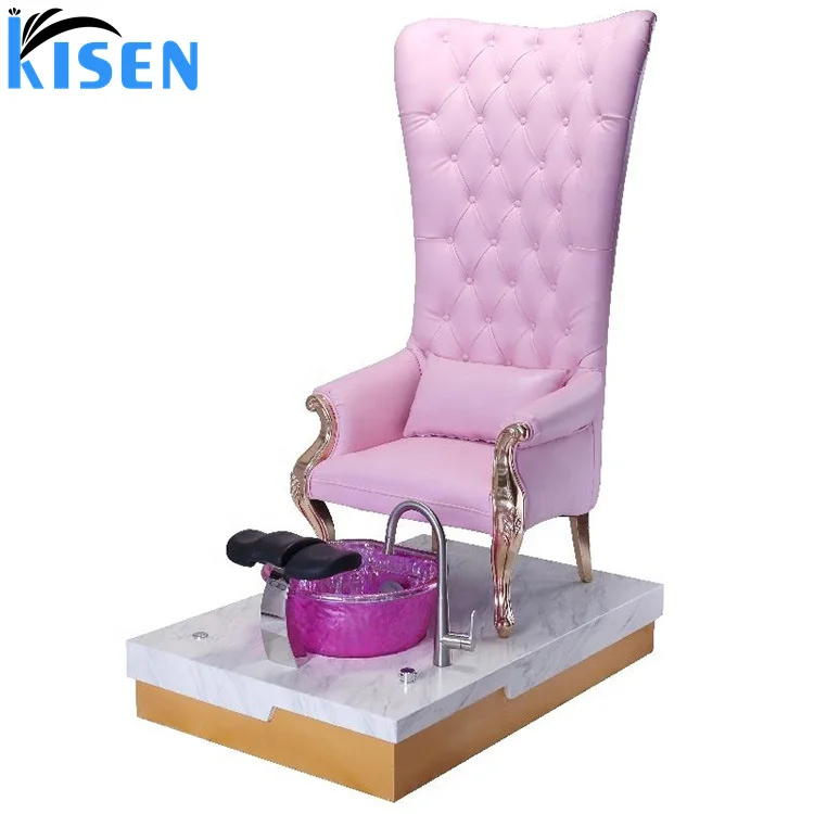 Kisen 2024 new design beauty nail salon spa  White Pink furniture set luxury foot spa massage equipments pedicure chairs