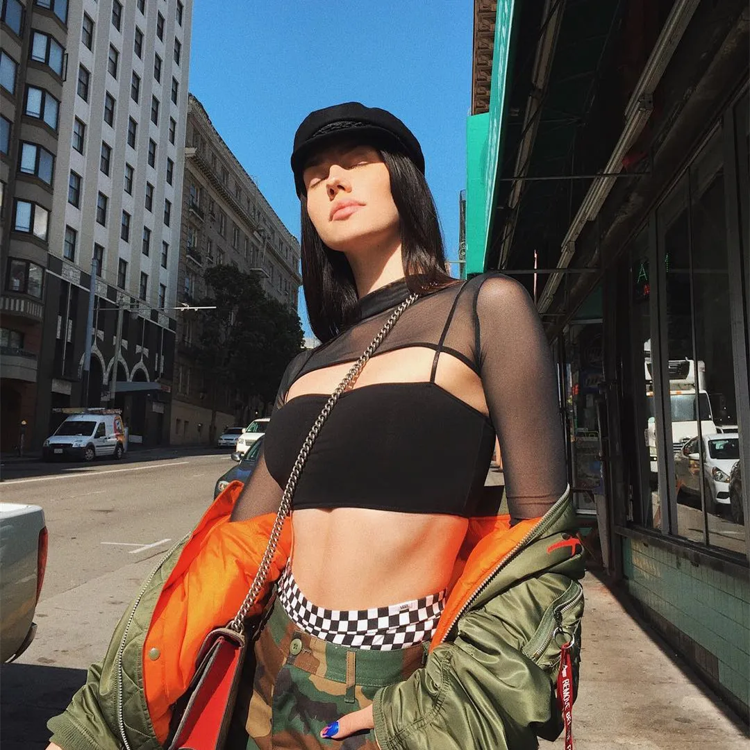 Women T-Shirt Sexy Hip Hop Gothic Lady Micro Short Metal Chain Lace See-through Mesh Long Sleeve Turtleneck Hot Tops