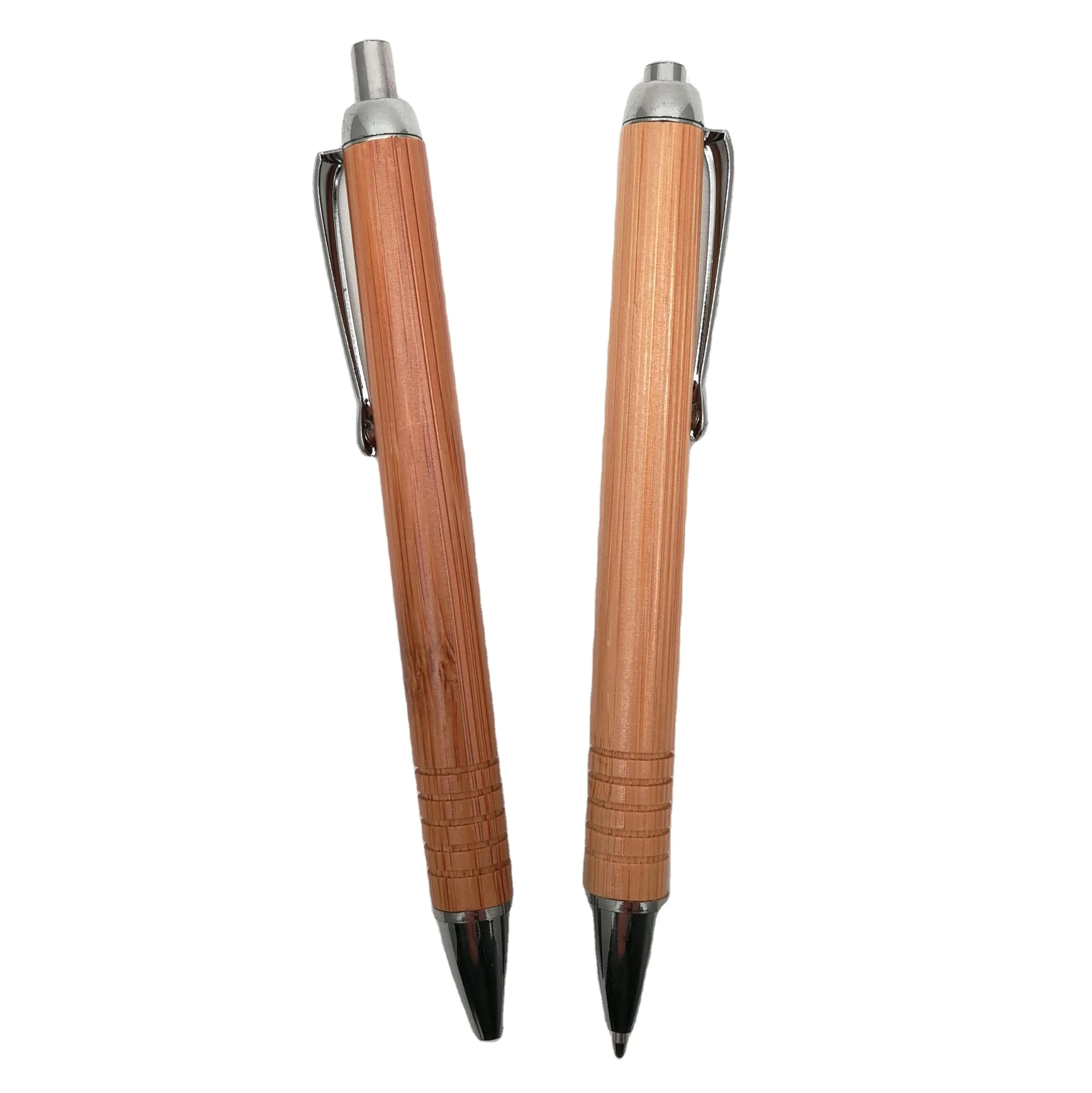 Eco friendly High Quality Cute Wholesale Promotional Bamboo ballpen with metal clip logo customized stationery