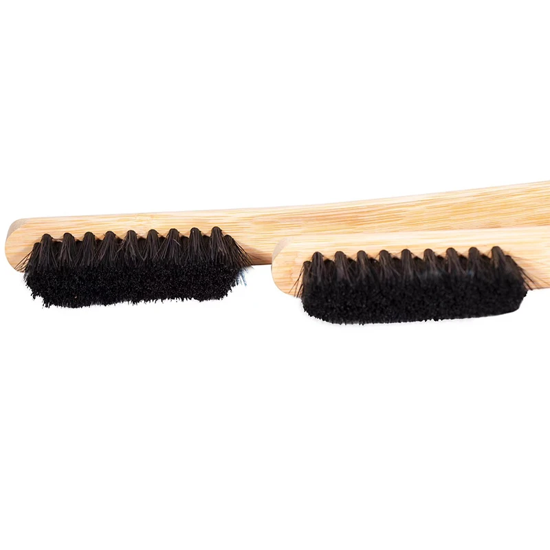 40CM Car Engine Tire Wheel Rim Cleaning Brush Long Bamboo Handle Brush Black Natural Bristl Auto Detailing Washer Brush