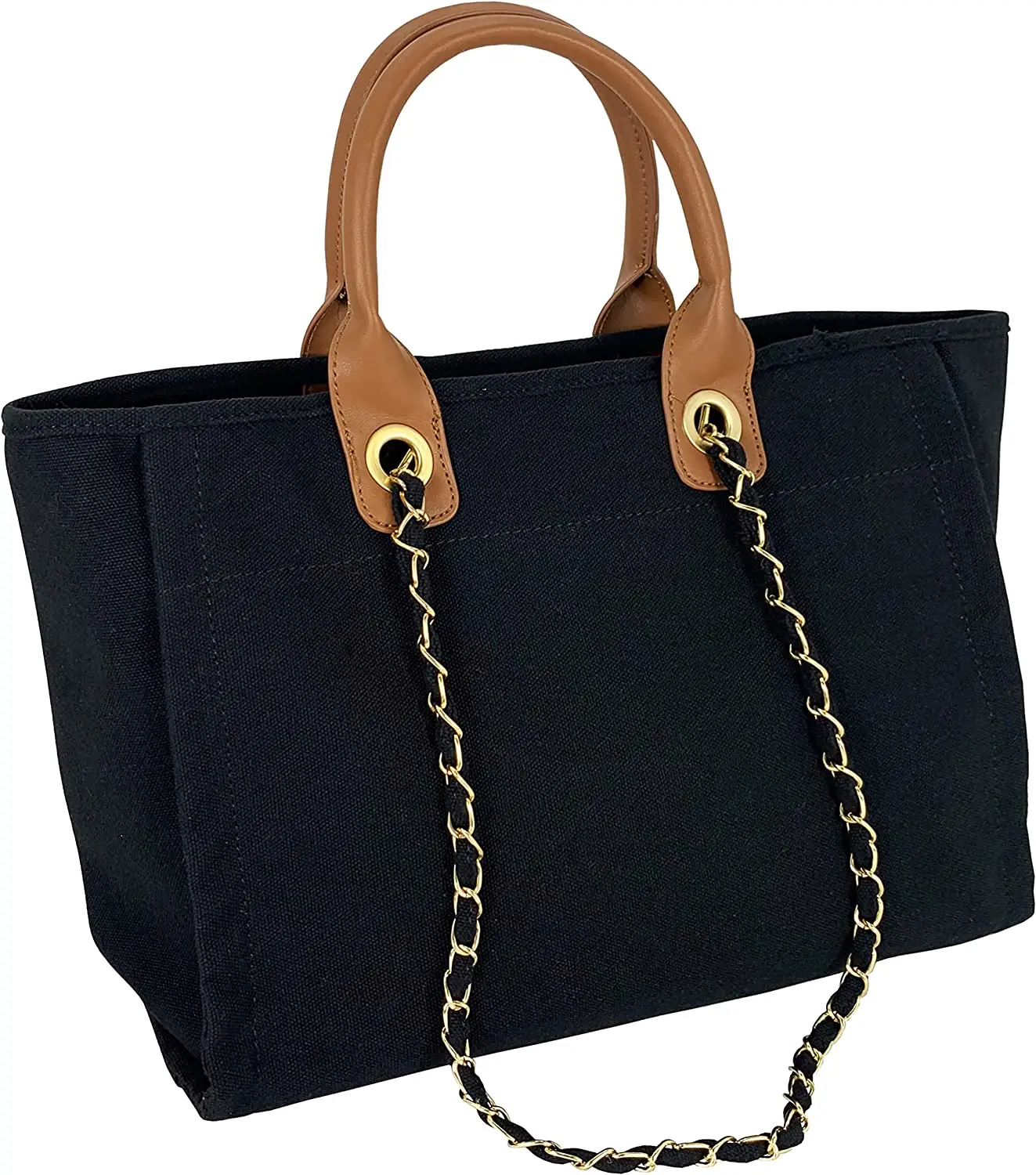 2022 New Fashion Canvas Handbag Casual Simple Versatile  Tote Bag double handles Internal pocket with leather handle