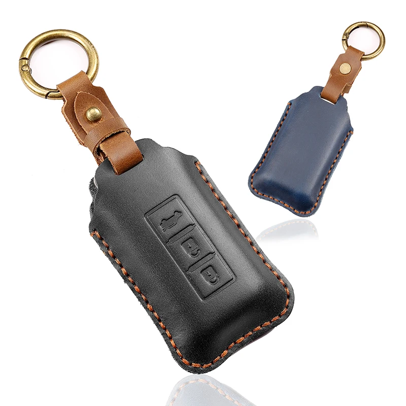 Genuine leather all inclusive Car Key Fob Case Cover Bag For Mitsubishi Outlander Pajero Eclipse Cross ASX