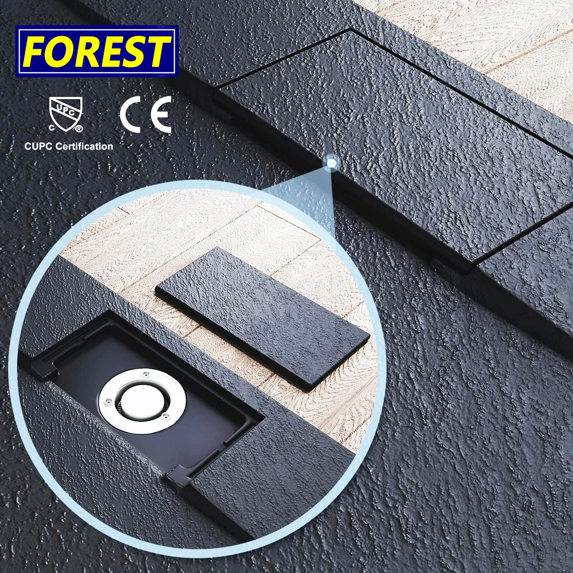 Modern Portable SMC & Stainless Steel Shower Tray with Square Stone Resin Waterproof Acrylic Ceramic Marble for Bathroom Hotel