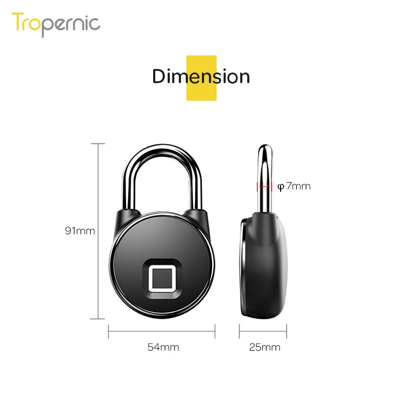 Waterproof IP66 Fingerprint Lock Keyless Waterproof Zinc Alloy Small Biometric Padlock