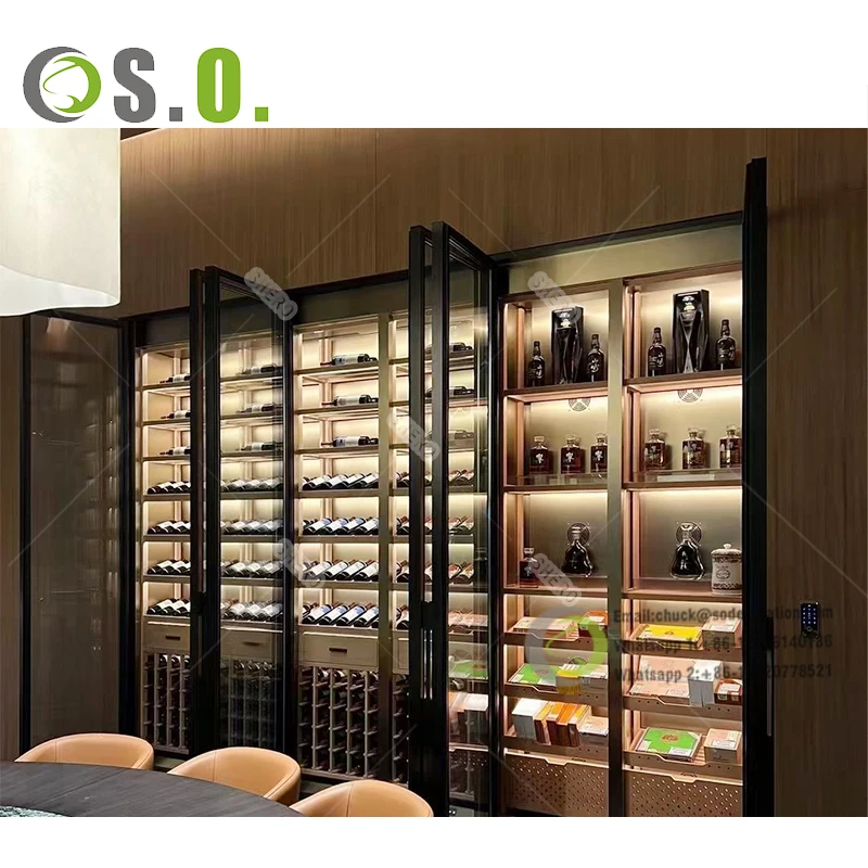 New Design Metal Stainless Steel Wine Display Cabinet Design Customized Luxury Wine Cabinet Display Rack