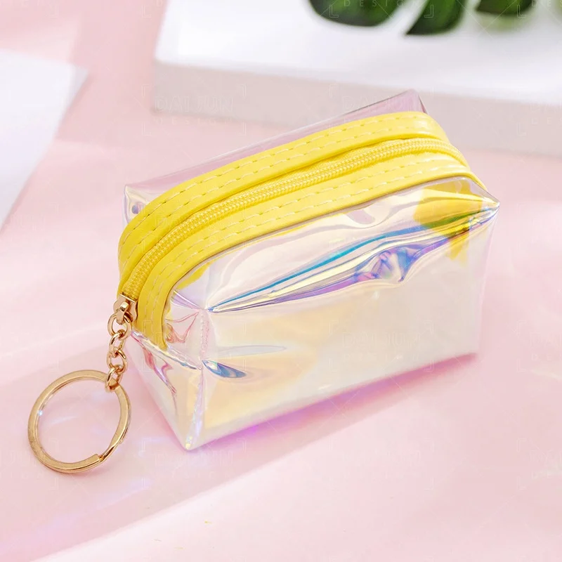 Custom Mini Plastic PVC Coin Pouch Bag Iridescent Design Transparent Coin Pouch Purse