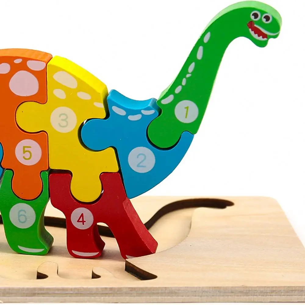 Factory Montessori Kids Educational Learning Toys Custom Children Baby 3D Animals Dinosaur Wooden Jigsaw Puzzle