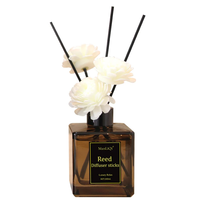 200ml Black wholesale Scented Oil diffuser Decorate Glass Bottle Aroma Reed Stick for Home Fragrance