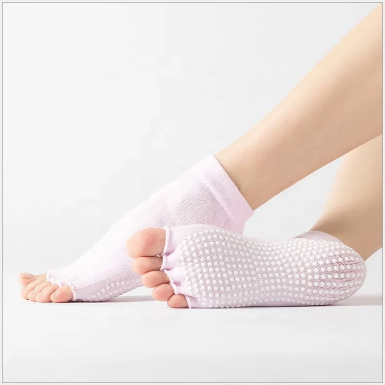 Wholesale custom women yoga socks toeless grip eco friendly open toe yoga socks