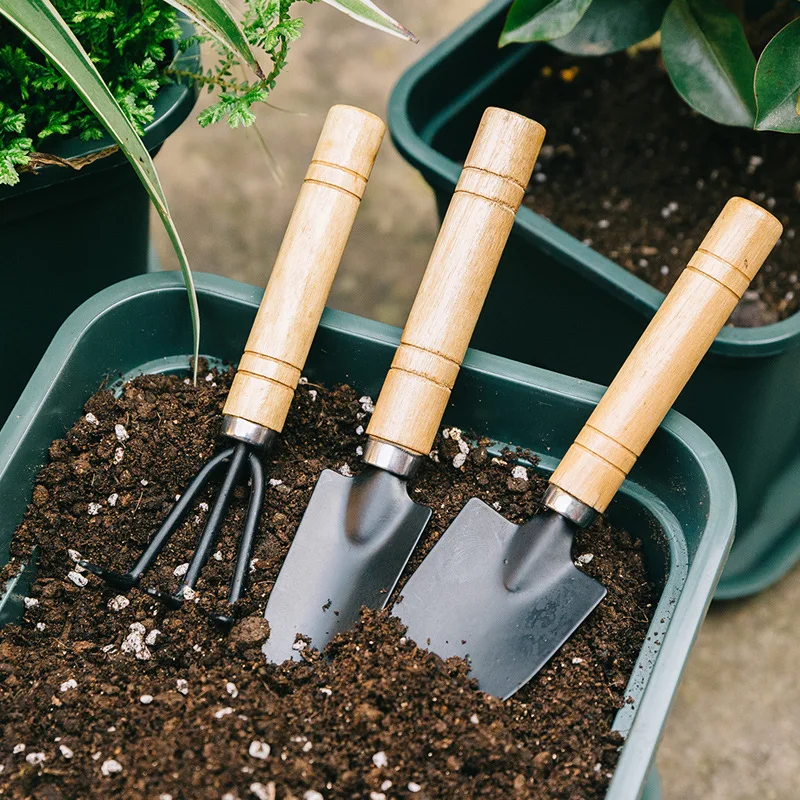 Garden tools three sets of mini garden multi-functional shovel rake household plant soil loose small wholesale