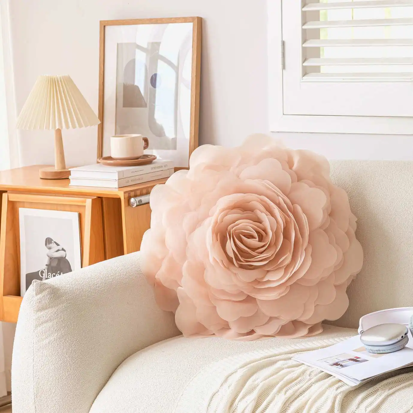 Pink Flower colorful Princess 3D printed embroid Sunflower Throw Pillow Cover