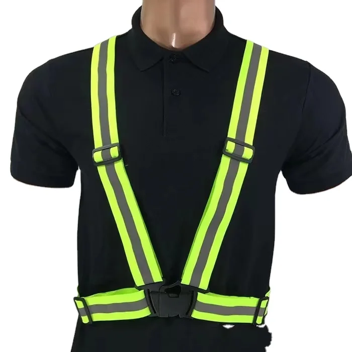 High Visibility Reflective Safety Vest Suspenders Adjustable Belt Outdoor Running Reflective Safety Vest Straps