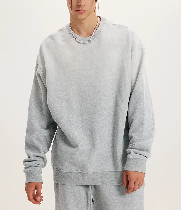 high quality street wear 100% cotton heavyweight oversized vintage crewneck french terry pink garment dyed sweatshirt