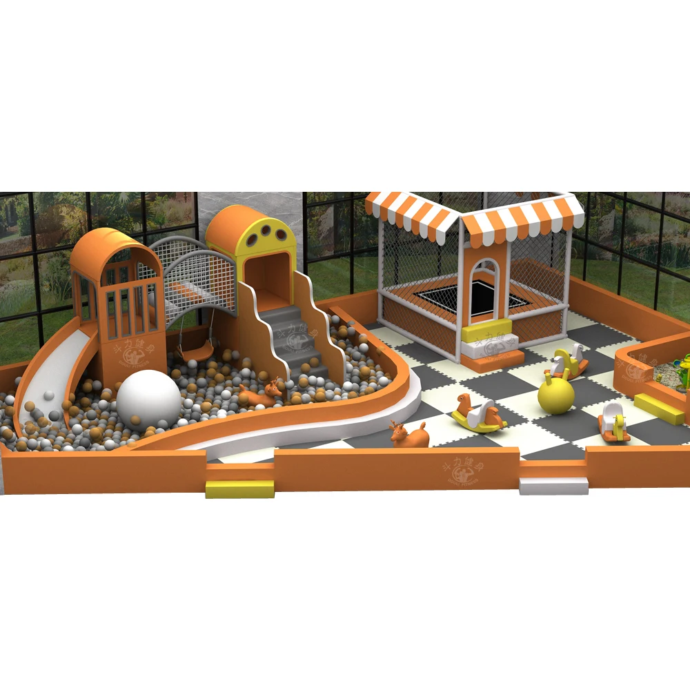 Dream customizable baby toddler indoor play area ball sand pool trampoline playground equipment with slide for kids