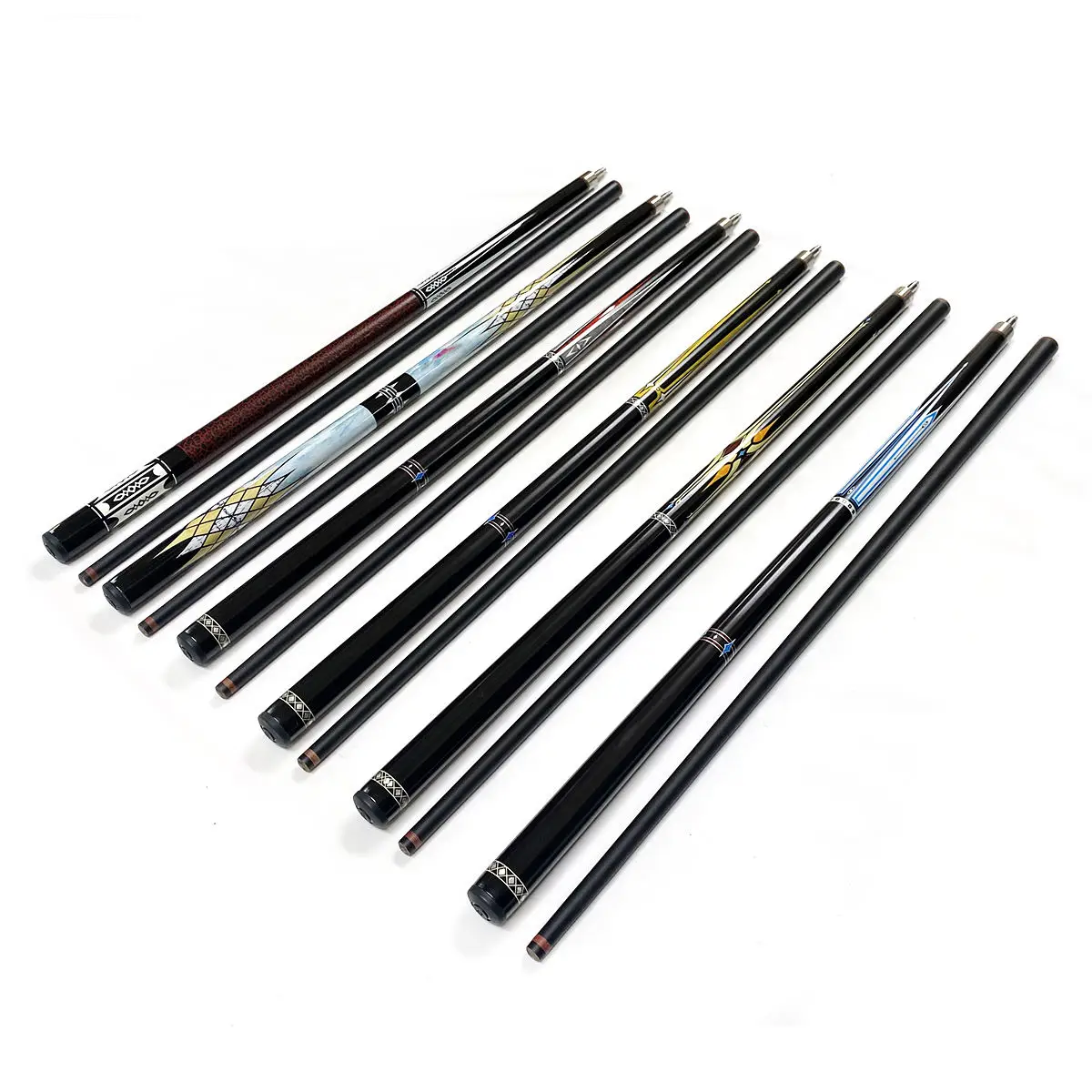 Factory wholesale cheap price 2-pc center jointed Straight Carbon Graphite Black Billiard Pool Cue Stick