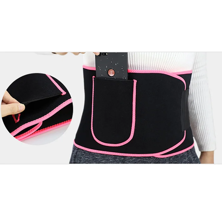 
Hot Selling Neoprene Waist Trimmer Adjustable Body Shaper Waist Trainer Slimmer Belt Pink Black Yellow With Phone Pouch 