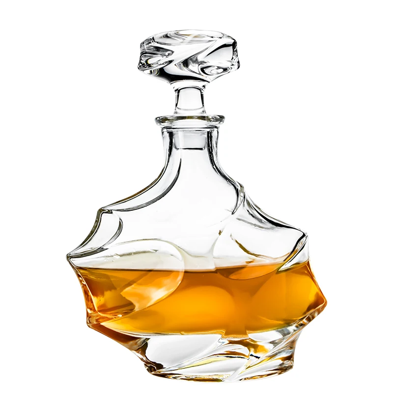 Wholesale Custom Logo Unique Rock Shape 750ml Crystal Glass Wine Whiskey Decanter