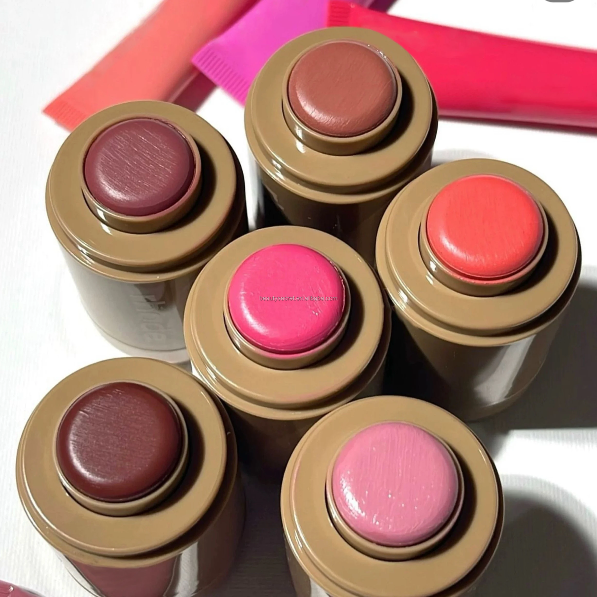 6 colors pocket travel blusher small natural organic illuminator makeup muddy blush balm cream blush stick