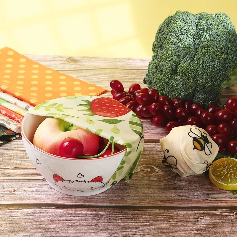 
Nature cotton with customized pattern reusable beeswax food wrap 