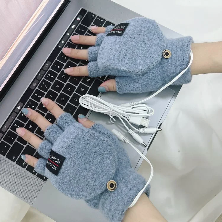 Женские вязаные перчатки с логотипом Usb зимние спортивные теплые подогревом для сенсорного