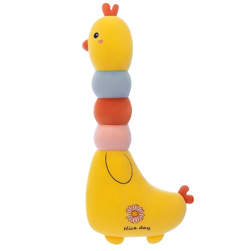 Soft Animal Long Pillow Yellow Chicken Plush Toy Custom Doll Pregnant Women Sleeping Pillow Wholesale