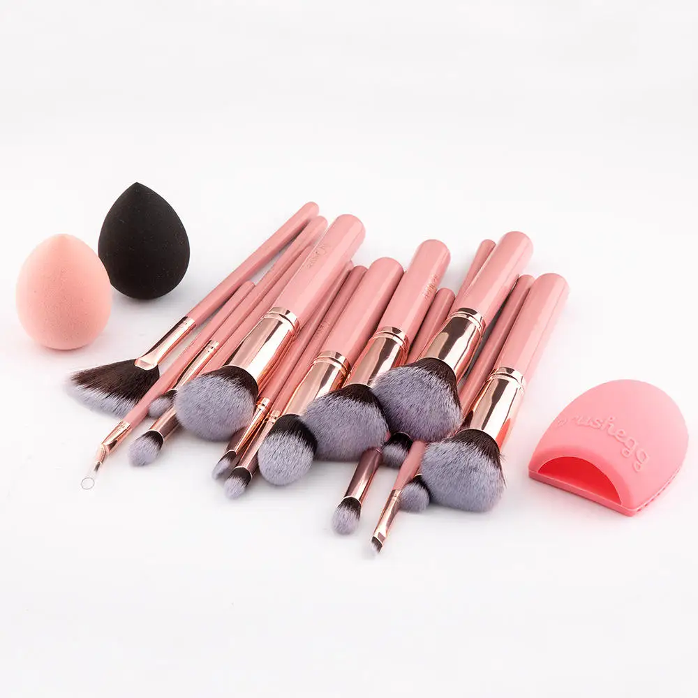 Custom Private Label Makeup Brush Set Wooden Handle 15pcs Blush Eye Shadow Powder Brushes Makeup Tools Make Up Brush Set