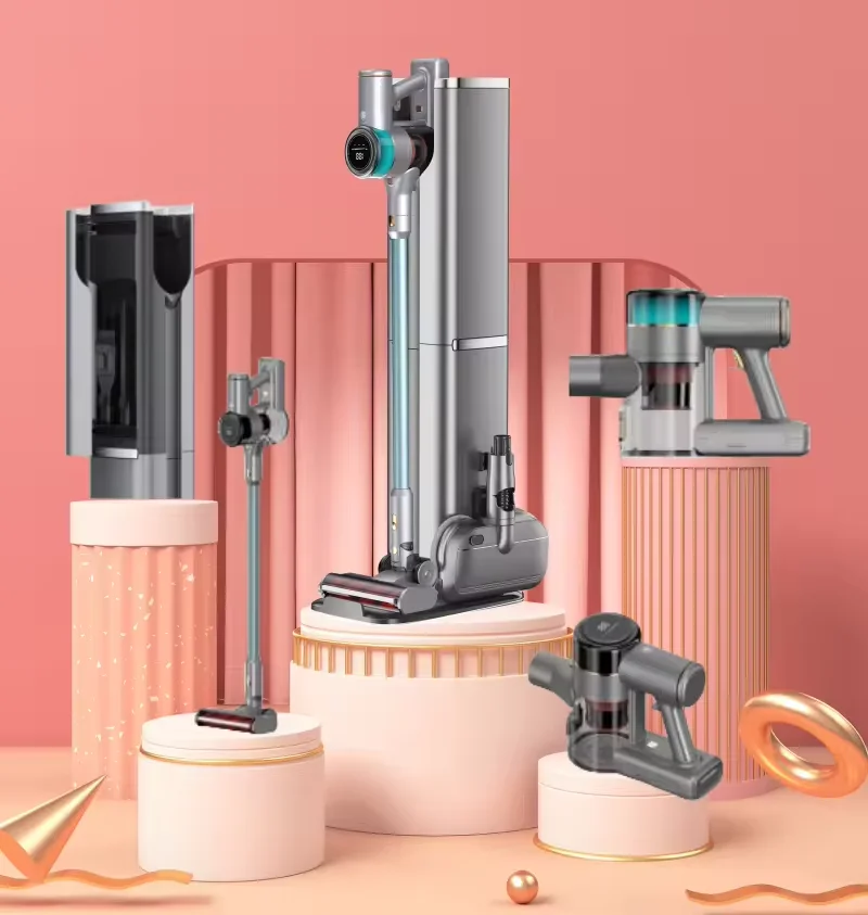 Multi-Functional Electric Wireless Floor Wipe Stick Vacuum Cleaner Steam Mop With Base Station