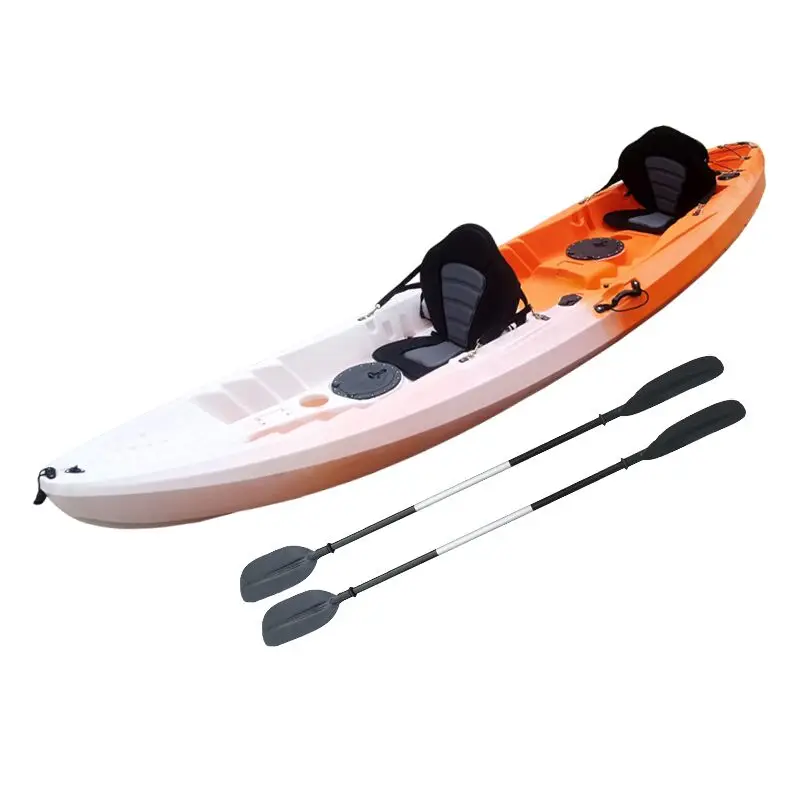 High Quality LLDPE Plastic kayak 2 person double person seater recreational fishing sea kayak for sale with paddle