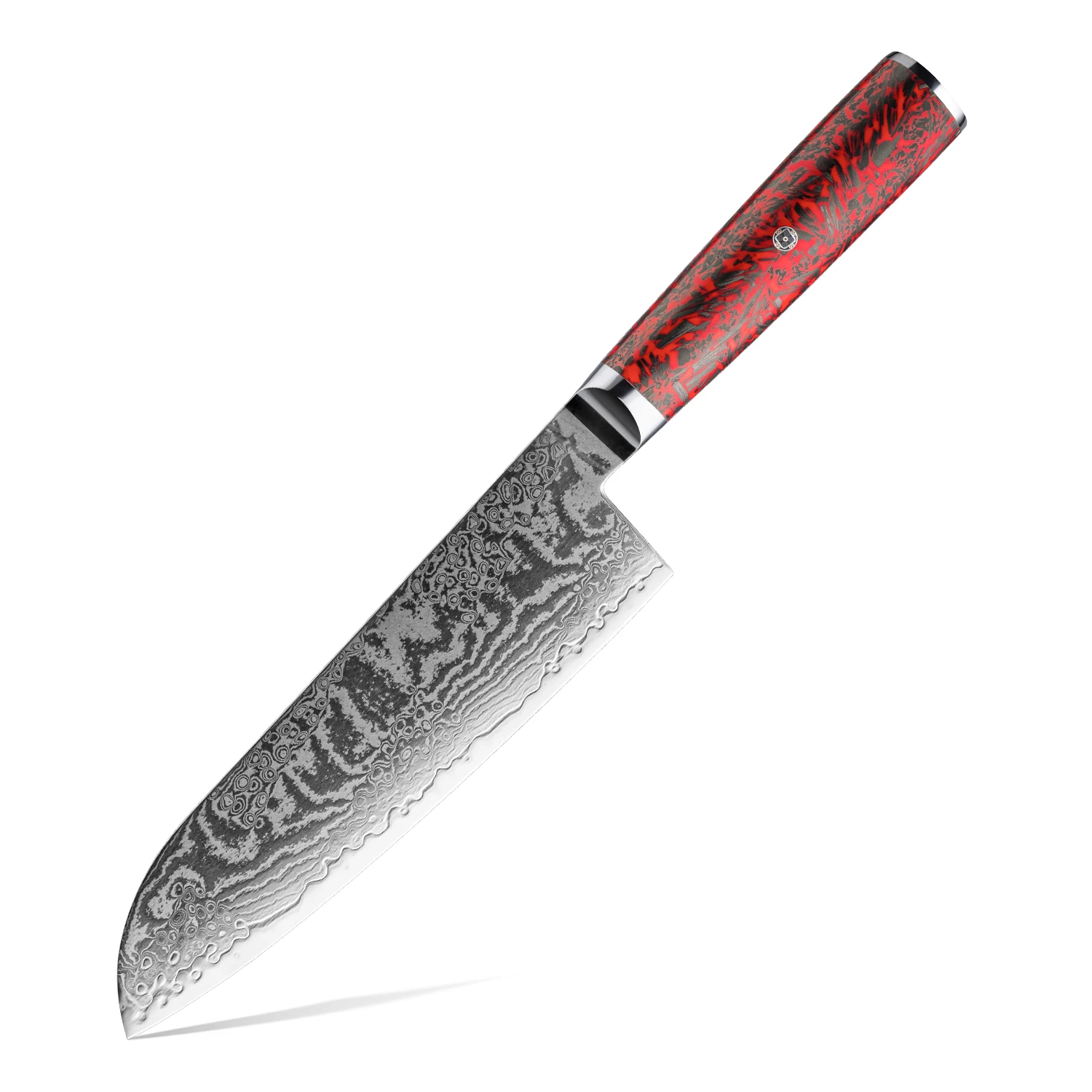 7 Inch Kitchen Santoku Knife 67 Layers S35VN Damascus Steel Japanese Santoku Kitchen Cutting Knife Carbon Fiber Red Risen Handle